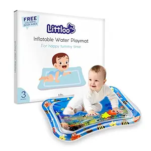 LITTLOO Leakproof Inflatable Water Playmat For Happy Tummy Time Portable Outdoor & Indoor Fun Learning activity with Floating toys for Stimulation growth for ToddlersPack of 1 Blue