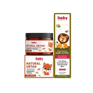 Babyorgano Ayurvedic Summer Skin Care Routine Combo Natural Ubtan Powder & Lotion Chemical Free for Daily Use