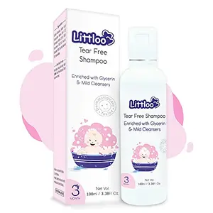 LITTLOO Tear Free Shampoo-Gentle Ultra Hydrating No Tear Formula for Toddlers & Enriched with Glycerine & Mild Cleansers that Nourishes & Moisturizes Hair - 100 ml (100 ml (Pack of 1))