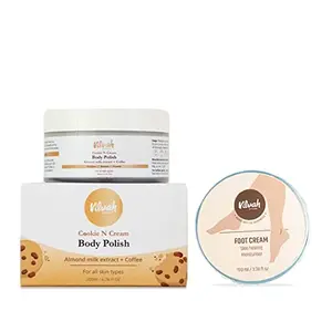 Vilvah Foot Polishing Combo | Foot Cream - 100ml | Cookie N Cream Body Polish - 200g | Sulphate Free | for Men & Women | Suitable for All Skin Types