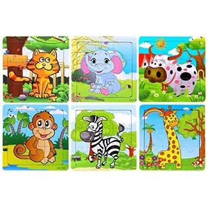 ToysBuddy Instructive Wooden Jigsaw Puzzle for | Fun & Entertaining Wooden Toys (Pack of 6)