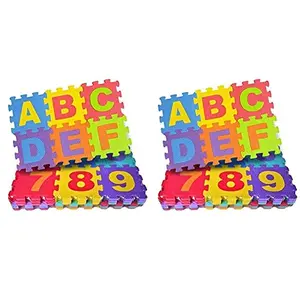 ToysBuddy 36 Pieces Mini Puzzle Foam Mat & Storio 36 Pieces Mini ABCD Alphabet Blocks Puzzle Foam Mat