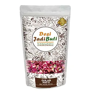 Desi Jadi Buti Premium Sun Dried Rose Petals | Gulab Patti | Dry Rose Petal| Rosa Gallica Topgs for Indian Sweets (100 g)