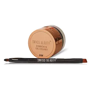 Swiss Beauty Waterproof Eyebrow & Gel  2 In 1 With Brush | Smudge Proof Gel  And Eyebrow Definer Pencil | Shade- Black 7G |