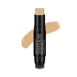 Swiss Beauty Waterproof Cover & Blend Foundation Stick Full Coverage Foundation with Natural Matte Finish Foundation with Brush | Shade - Almond Beige12g