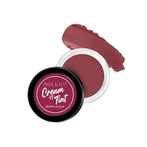 Swiss Beauty Lip Cheek And Eyeshadow Tint With Goodness Of Vitamin E And Olive Oil | Natural shing Glow | Long Lasting Nourishment | Sls & | Shade - Berrylicious 8Gm|