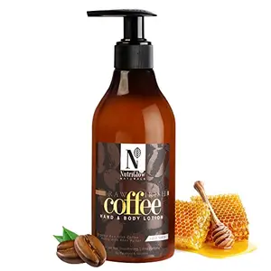Nutriglow NATURAL'S Raw Irish Coffee Hand and Body Lotion With Honey & Shea Butter For Instant Skin Smoothening Skin Purifying No Sulphate & Silicones 300ml