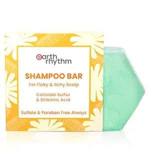 Earth Rhythm Anti-Dandruff Shampoo Bar for Itchy & Flaky Scalp | Men & Women | Contains Arnica Peppermint & Menthol Extracts | Sulphate & - 80gm (Cardboard)