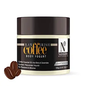 NutriGlow Natural's Raw Irish Coffee Body Yogurt for Instant Hydration & Moisturization - 100g