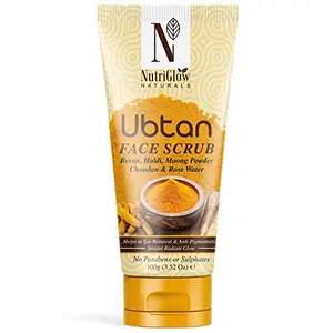 NutriGlow Natural's Ubtan Face & Body Scrub with Besan Moong Powder for Tan Removal 100g