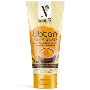 NutriGlow Natural's Ubtan Face Wash for All Skin Types with Haldi Chandan & Rose Water 100g