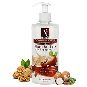 NutriGlow NATURAL'S Complete Moisture Skin Nourishing Lotion With Shea Butter Milk Proteins For Nourishing Body Lotion Soften Dry and Inflamed Skin All Skin Types 500ml