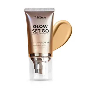 Earth Rhythm Glow Set Go Multipurpose Strobe Cream Spf 50 PA++++ | Used As Moisturizer Primer Highlighter | Cocoa Butter Vitamin E - Golden Glow - 40ml