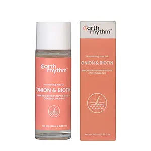 Earth Rhythm Onion and Biotin Hair Oil | Nourish Hair Shine Strengthen Hair roots | Men & Women – 100 ml