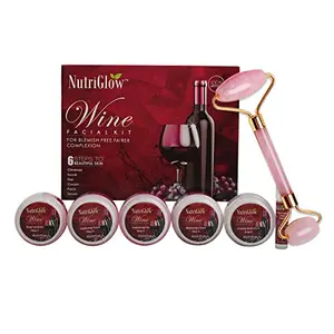 NutriGlow Wine Facial Kit 6-Pieces Skin Care Set For  Pore Tightening 250gm+10ml with Jade Roller