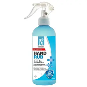 NutriGlow Advanced Organics Hand Rub Sanitizer with Natural Olive Extracts Kills 99.9% Germs & 100% Safe for and Alcohol Based Non Sticky Cleanser 500ml