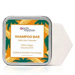 Earth Rhythm Coconut Shampoo Bar| Restores Shine Deeply Nourishes Hair Stimulates Hair Growth | Sulphate & Plastic Free 80 gm (Tin Packaging)
