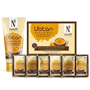 NutriGlow NATURAL'S Ubtan Face Wash (100g) Facial Kit (60g) Pack of 2 All Skin Types