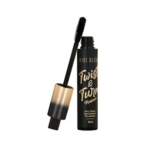Swiss Beauty Twist and Turn Mascara for Bolder and Thicker Lashes |Waterproof Smudge proof Mascara for Eye makeup | Black | 10ml