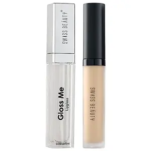 Swiss Beauty Liquid Light Concealer | Shade- Medium-Beige 6g | & Swiss Beauty Metallic LipggMe Lip Makeup White 6Ml