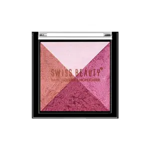 Swiss Beauty Mini Baked Shimmer Blusher And Highlighter Palette For Face Makeup| Multicolor-2 7 Gm |