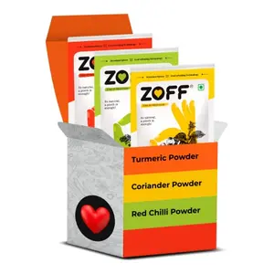 Zoff Red Chilli Powder Turmeric Powder | Coriander Powder | Pack of 3 | No Colors Fresh | Pure Masala for Cooking Healthy Delicious | Each 200 gm