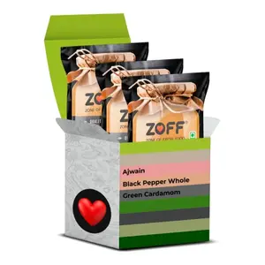 Zoff Green Cardamom 25GM | Ajwain 50GM | Black Pepper 50GM | All in One Pack 3 | Freshly Grounded No ed Colour