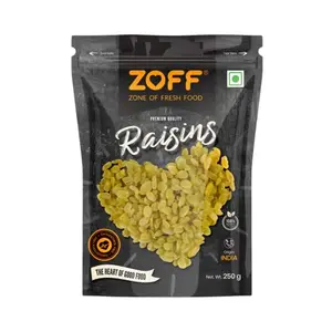 Zoff Premium Seedless Green Raisins | 250GM Each | Value Pack | Kishmish | Nutritious | Rich in Iron & Vitamin B | pack of 2 | 500GM Total 