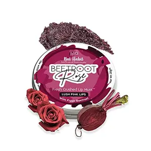 Nat Habit Beetroot Rose Lip Mura Lip Scrub for Lip Lightening Lip Fancy Coverfor Dark Lips | Natural Ayurvedic Lip Care | Fresh Kitchenmade Desi Ghee Raw Honey Beetroot Vitamin E | Dry Lips 12g