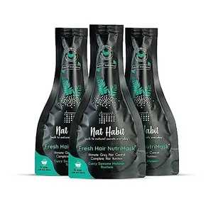 Nat Habit FRESH Curry Hair Fancy CoverFor Hair Smoothening With Black CurryLeaves Castor Coconut - 40 g (Pack of 3)