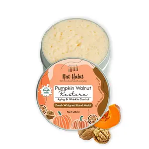 Nat Habit Pumpkin Walnut Fresh Whipped Hand Malai/Cream for Aging & Wrinkle Control 100% Natural - 25ml