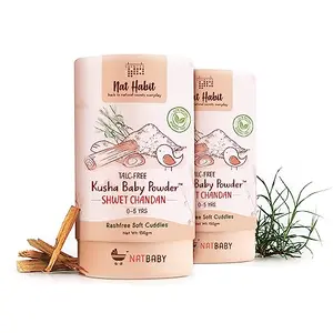 Nat Habit - Back To Natural Secrets Everyday Shwet Chandan Kusha Powder Chemical Free & Rashfree Soft Protection 0-5 Yrs - Pack of 150 g Each (Pack of 2)