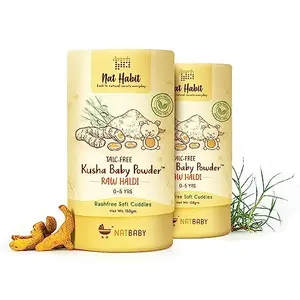 Nat Habit Raw Haldi Kusha Powder Chemical Free & Rashfree Soft Protection 0-5 Yrs - 150 g Each (Pack of 2)