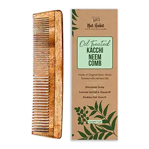 Nat Habit - Back To Natural Secrets Everyday Kacchi Neem Comb with Neem Oil Bhringraj & 17 Herbs (Dual Tooth)