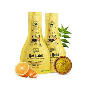 Nat Habit - Back To Natural Secrets Everyday Fresh Sweet Orange Ubtan Face Wash Cleanser Face Pack Glowing Radiance Dry & Oily Skin Pimple Acne Natural Ayurvedic 40g (Pack of 2)