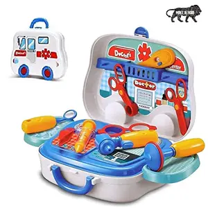 Cable World Doctor Set Toys for Girls Boys Doctor Kit Toys with Suitcase Portable Medical Clinic Suitcase Tyre Suitcase