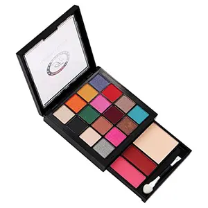 Fashion Colour Professional and Home 3 IN 1 Makeup Kit(FC1822B) With 16 Glamorous Eyeshadow 2 Blusher and 1 Powder Cake (Shade 03)