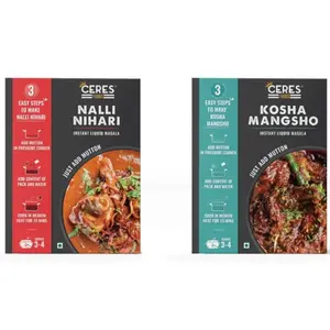 Ceres Foods Combo of 2: Nalli Nihari + Kosha Mangsho Instant Liquid Masala ( Ready in 15 Mins | Serves 4 | (200gms x 2)