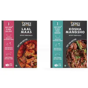 Ceres Foods Combo of 2: Laal Maas + Kosha Mangsho Instant Liquid Masala ( Ready in 15 Mins | Serves 4 | (200gms x 2)