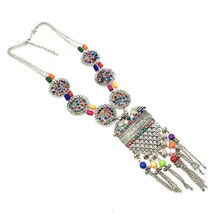 G&F Non Precious Metal Long Chain Tassel Necklace- Multicolour