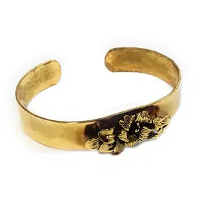 G&F Free Size Adjustable Floral Design Bracelet for Women- Antique Golden