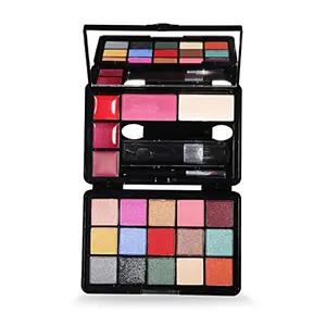 Fashion Colour Professional And Home 4 IN 1 Makeup Kit (FC2022) With 15 Glamorous Eyeshadow 3 Gy Lip G1 Powder Cake and 1 Blusher (Shade 02)