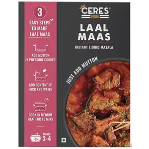 Ceres Foods Rajasthani Laal Maas Instant Liquid Masala | 3 steps Recipe | Laal Maas Gravy | Ready in 15 Mins | Serves 4 | No | 200g | Just Mutton