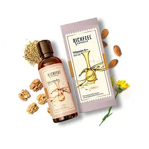 Richfeel Vitamin E Oil | Blend of Almond Wheatgerm Walnut & Carrot Oils | Physician Formulated | Antioxidant | Fight Dullness Damage & Ageing of Skin | Anti-Stretch Marks and Scars | 80 ML