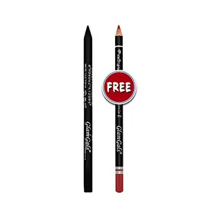 GlamGals HOLLYWOOD-U.S.A Glide-on Eye pencil- Black & Get Lip Liner - Rusty Brown Free