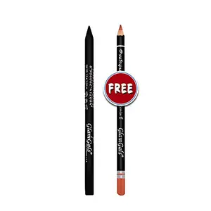 GlamGals HOLLYWOOD-U.S.A Glide-on Eye pencil- Black & Get Lip Liner - Coral Free