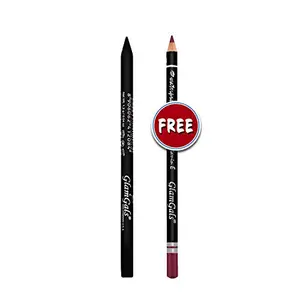 GlamGals HOLLYWOOD-U.S.A Glide-on Eye pencil- Black & Get Lip Liner - Berry Purple Free