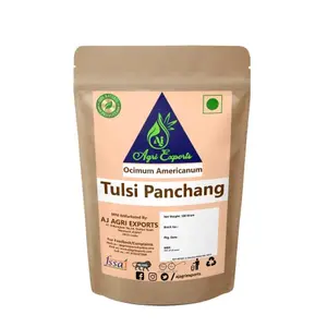 AJ AGRI EXPORTS Tulsi Panchang - Tulsi Ka Panchang - Van Tulsi Panchng - Wild Basil Whole Dried Plant - Kali Tulsi Ka Panchang - Ocimum Americanum (100Gram)