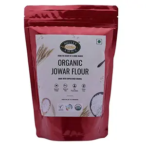 Millet Amma Organic Jowar Millet Flour | 2 Kg (500gms x 4 Packs) | Made with Unpolished Millet | (Sorghum  Jonna  Jola  Cholam ) | Healthy & High Fiber  | Suitable for Multiple Millet Recipes ( Roti  Cake)