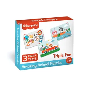 Fisher-Price Fisher Price Amazing AnimPuzzles for - 60 Pieces 3 in 1 Jigsaw Puzzle for Age 5 Years & Above - Learning and Development Puzzles - Fun & Learn with Colorful Puzzles